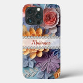 Maßgeschneiderte 3D-Blume, Diamantrahmen Case-Mate iPhone Hülle (Rückseite)
