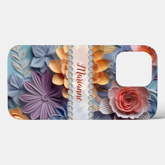 Maßgeschneiderte 3D-Blume, Diamantrahmen Case-Mate iPhone Hülle (Rückseite (Horizontal))