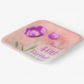 Maßgeschneiderte 40. Geburtstag-Helle Pink-Blume Pappteller (Gewinkelt)