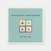 Maßgeschneiderte 4 Weihnachtsbaumen Retro Design H Serviette (Vorderseite)