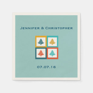 Maßgeschneiderte 4 Weihnachtsbaumen Retro Design H Serviette