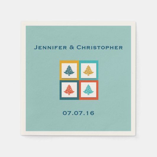 Maßgeschneiderte 4 Weihnachtsbaumen Retro Design H Serviette (Vorderseite)