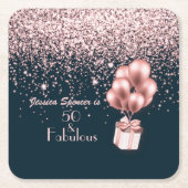 Maßgeschneiderte 50 & fabelhafte Rose Gold 50. Geb Rechteckiger Pappuntersetzer (Vorderseite)