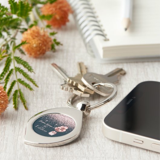 Maßgeschneiderte 50 & Fabulous Rose Gold B'day Gef Schlüsselanhänger (Seite)