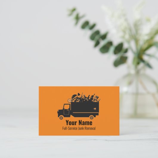 Maßgeschneiderte Abfallentsorgungsfirma Orange Visitenkarte (Stehend Vorderseite)