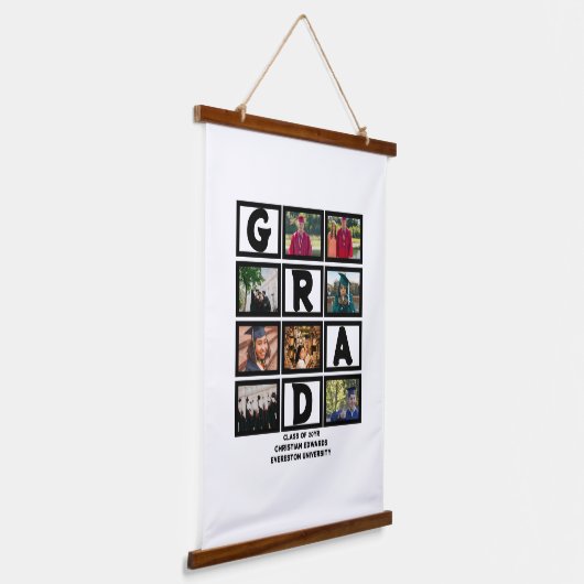 Maßgeschneiderte Abschluss-Klasse für Foto-Collage Wandteppich Mit Holzrahmen (Gewinkelt)