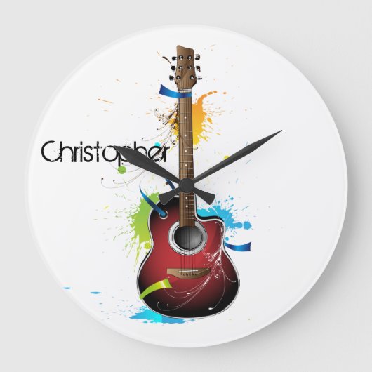 Maßgeschneiderte akustische Gitarre mit Paint-Spri Große Wanduhr (Vorderseite)