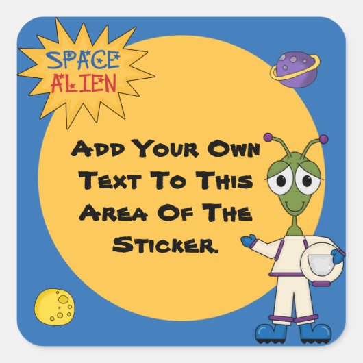 Maßgeschneiderte Alien Quadratischer Aufkleber (Vorderseite)