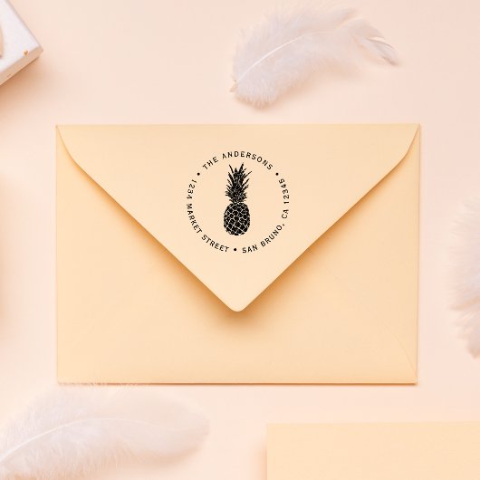 Maßgeschneiderte Ananas | Runde Rücksendeadresse Gummistempel