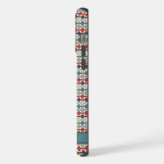 Maßgeschneiderte Aquamarin Blue Green Gray Aztec iPhone Hülle (Linke Seite)