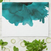 Maßgeschneiderte, aquamarine Blume Geschirrtuch (Gefaltet)