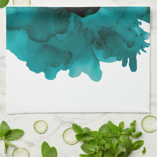 Maßgeschneiderte, aquamarine Blume Geschirrtuch (Gefaltet)