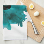 Maßgeschneiderte, aquamarine Blume Geschirrtuch (Viertel Falte)