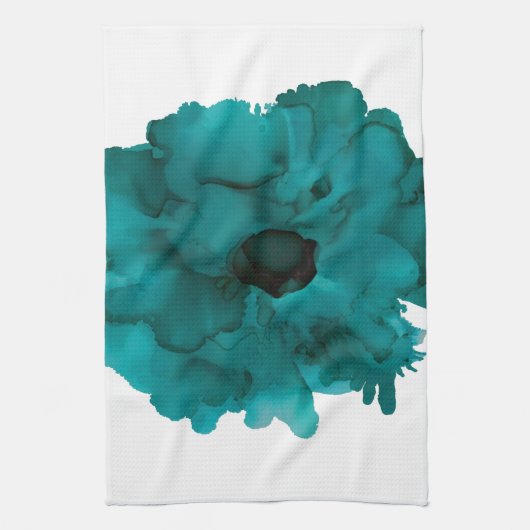 Maßgeschneiderte, aquamarine Blume Geschirrtuch (Vertikal)