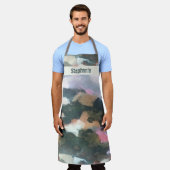 Maßgeschneiderte Aquarellerde braun grau lila abst Schürze (Getragen)