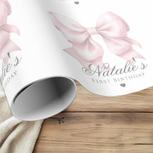 Maßgeschneiderte Aquarellfarbe Rosa Bow 1. Geburts