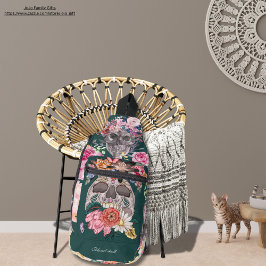 Maßgeschneiderte Aquarellmalerei Blumenschädel Crossbody Bag