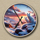 Maßgeschneiderte Arktis Fox Winter Landschaft Uhr