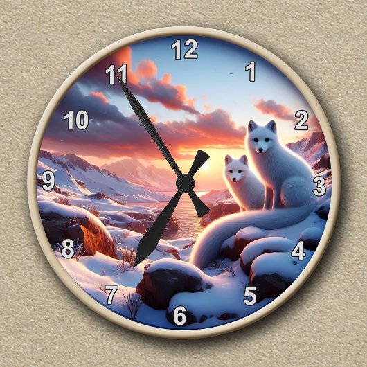 Maßgeschneiderte Arktis Fox Winter Landschaft Uhr