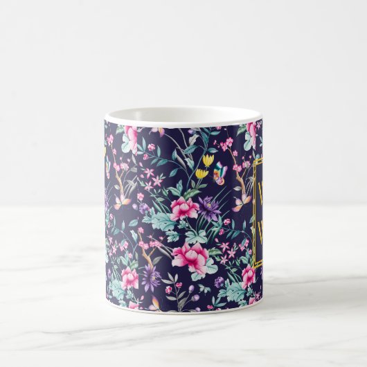 Maßgeschneiderte Art-Deco-Tasse mit Blumendesign Kaffeetasse (Mittel)