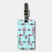 Maßgeschneiderte, atomar rosa und grau Muster-Gepä Gepäckanhänger (Vorderseite vertikal)