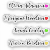 Maßgeschneiderte Aufkleber für lange Namen mit Her (Vorderseite)