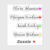 Maßgeschneiderte Aufkleber für lange Namen mit Her (Blatt)
