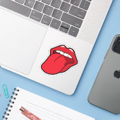 Maßgeschneiderte Aufkleber, Mund mit Zungenstich Aufkleber (Laptop mit iPhone)