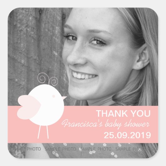 Maßgeschneiderte Baby Birds Baby Shower Lieblingst Quadratischer Aufkleber (Vorderseite)