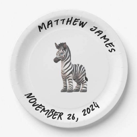Maßgeschneiderte Baby Zebra Papierplatte Pappteller (Vorderseite)