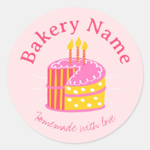 Maßgeschneiderte Bäckereikleber Rosa Kuchen mit Runder Aufkleber