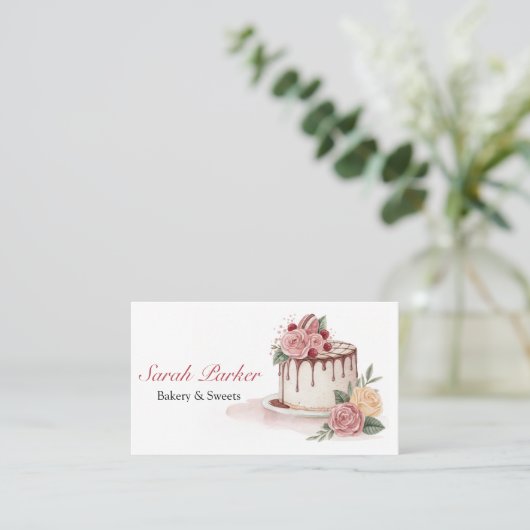 Maßgeschneiderte Backwaren Gebäck Aquarell Visitenkarte (Stehend Vorderseite)