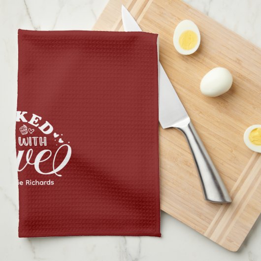 Maßgeschneiderte Backwaren mit Liebe Red Backküche Geschirrtuch (Viertel Falte)