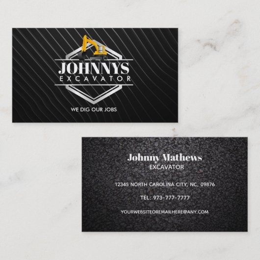 Maßgeschneiderte Baggerstandkarten Visitenkarte (Vorne/Hinten)