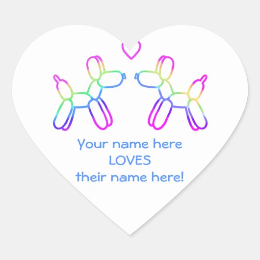 Maßgeschneiderte Ballonhunde Herzsticker Herz-Aufkleber (Vorderseite)