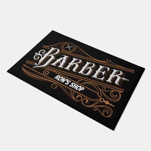 Maßgeschneiderte Barber Doormat, Friseur-Shop Vint Fußmatte (Schrägansicht)