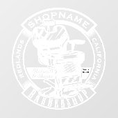 Maßgeschneiderte Barbershop Business Door White Gr Fensteraufkleber (Blatt)