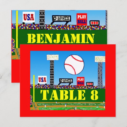 Maßgeschneiderte Baseball Bar Mitzvah Tischnummer  (Vorne/Hinten)