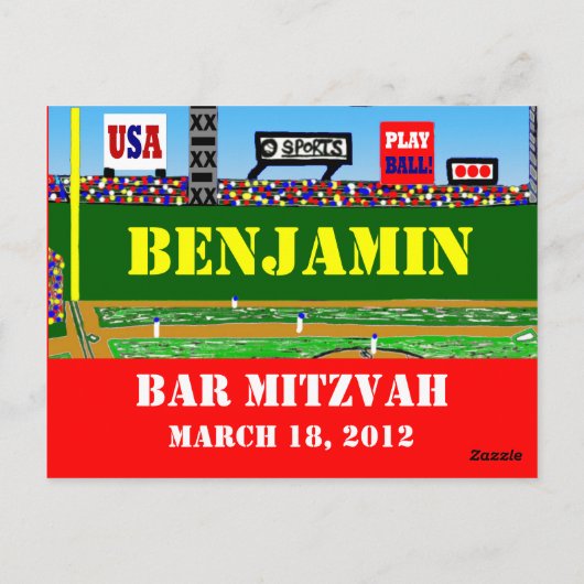 Maßgeschneiderte Baseball Bar Mitzvah Tischnummer  (Rückseite)