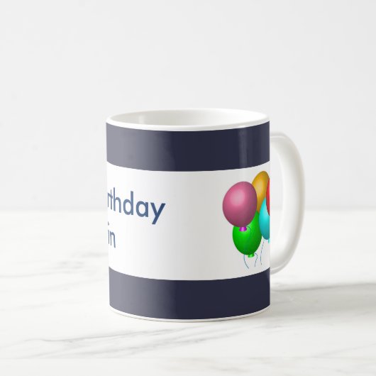 Maßgeschneiderte Basic Happy Birthday Balloons Kaffeetasse (VorderseiteRechts)