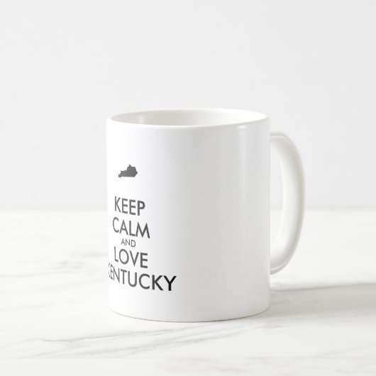 Maßgeschneiderte BEHALTEN CALM und LIEBE KENTUCKY Kaffeetasse (VorderseiteRechts)