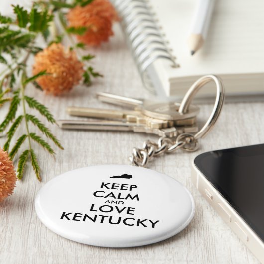 Maßgeschneiderte BEHALTEN CALM und LIEBE KENTUCKY Schlüsselanhänger (Seite)