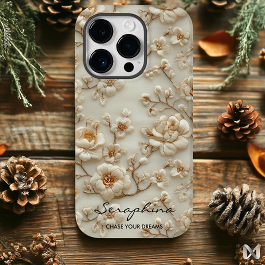 Maßgeschneiderte Beige bestickte Floral mit Inspir Case-Mate iPhone Hülle
