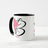 Maßgeschneiderte Belinda-Namen Rote Blume trendy b Tasse (Vorderseite Links)
