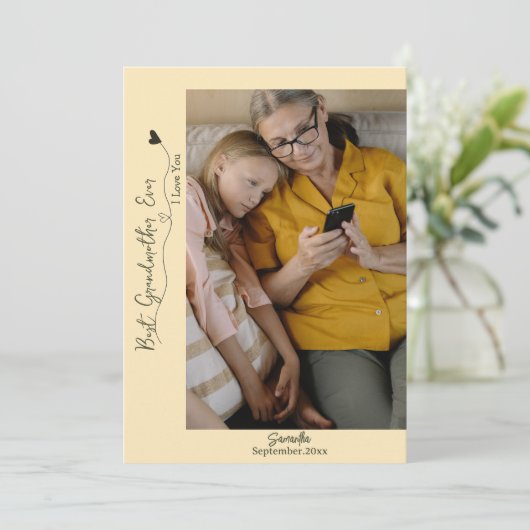 Maßgeschneiderte Best Großmutter-Foto-Urlaubskarte Ankündigung (Stehend Vorderseite)