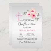 Maßgeschneiderte BESTÄTIGUNG Blumenrosa-Cross-GIRL Einladung (Vorne/Hinten)