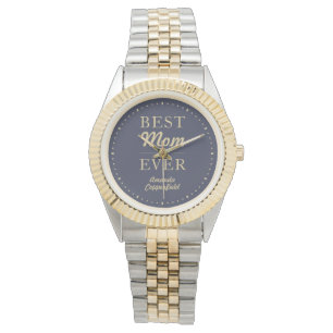 Maßgeschneiderte beste Mama je Blue Gold Silver Armbanduhr