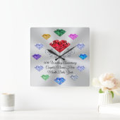 Maßgeschneiderte Bestellung Ihrer Geburtsteinzeitu Quadratische Wanduhr (Zuhause)