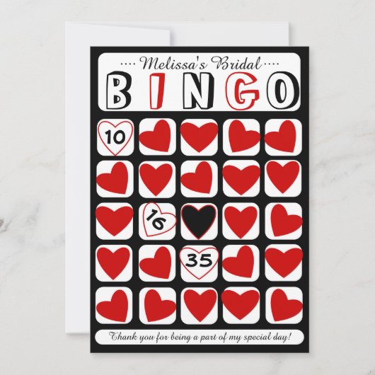 Maßgeschneiderte Bingo Bingo Spiel Rote Karte (Vorderseite)