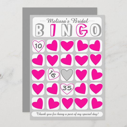 Maßgeschneiderte Bingo-Game-Graukarte Dankeskarte (Vorne/Hinten)